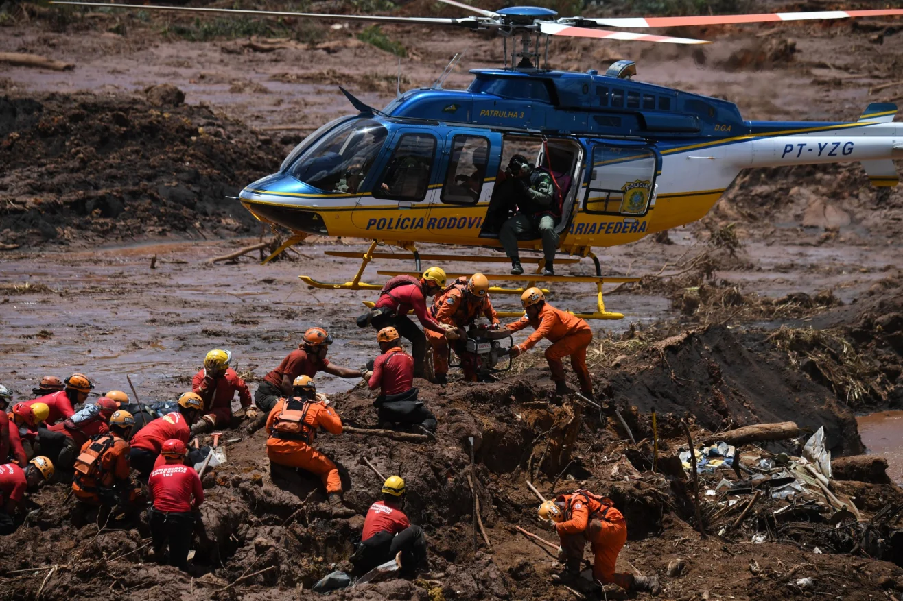 Aerial view of the Brumadinho dam collapse aftermath